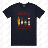 S / Navy / Large Front Design Boozy Date Night 🍸 - Men's T Shirt
