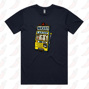 S / Navy / Large Front Design Brickie’s Laptop 🎰 - Men's T Shirt