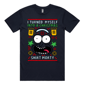 S / Navy / Large Front Design Christmas Morty – Men's T Shirt