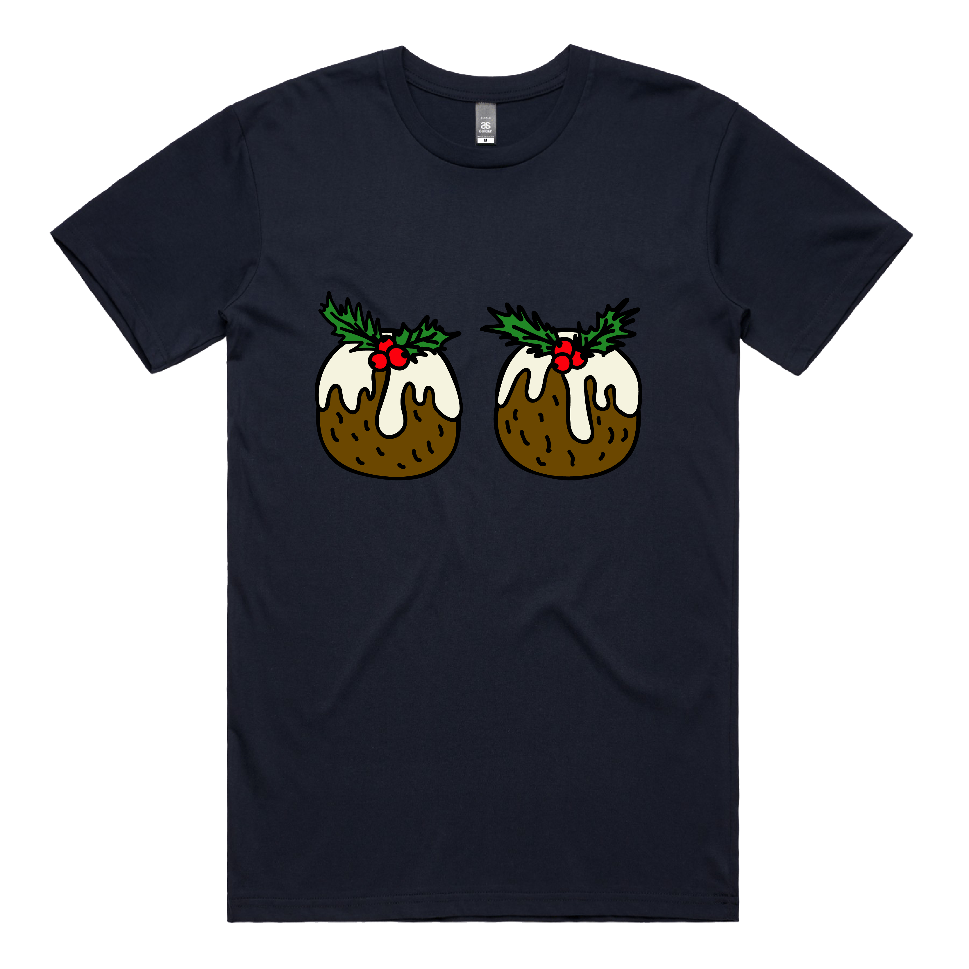 S / Navy / Large Front Design Christmas Puddings 🌰🌰 – Men's T Shirt