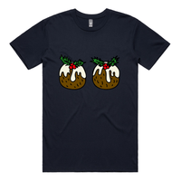 S / Navy / Large Front Design Christmas Puddings 🌰🌰 – Men's T Shirt