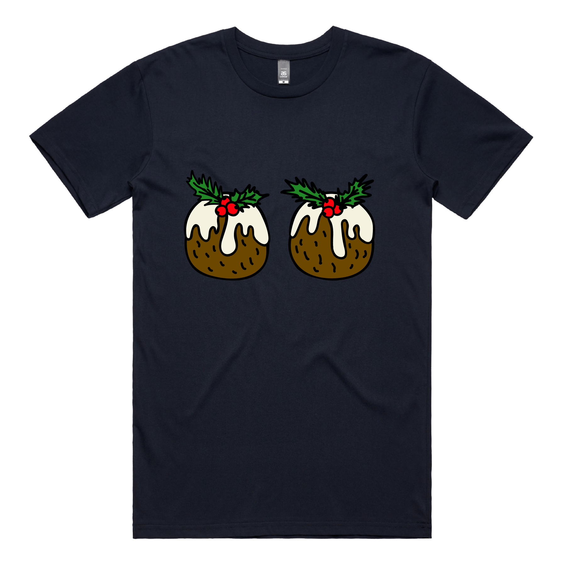S / Navy / Large Front Design Christmas Puddings 🌰🌰 – Men's T Shirt