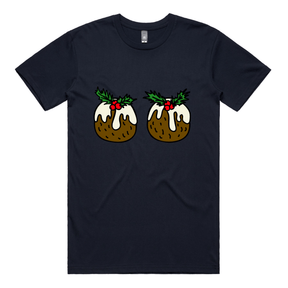 S / Navy / Large Front Design Christmas Puddings 🌰🌰 – Men's T Shirt