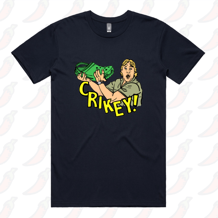 S / Navy / Large Front Design Crikey! Croc Hunter 🐊 - Men's T Shirt