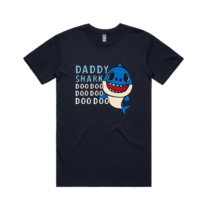 S / Navy / Large Front Design Daddy Shark 🦈 - Men's T Shirt