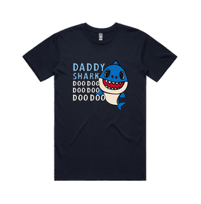 S / Navy / Large Front Design Daddy Shark 🦈 - Men's T Shirt