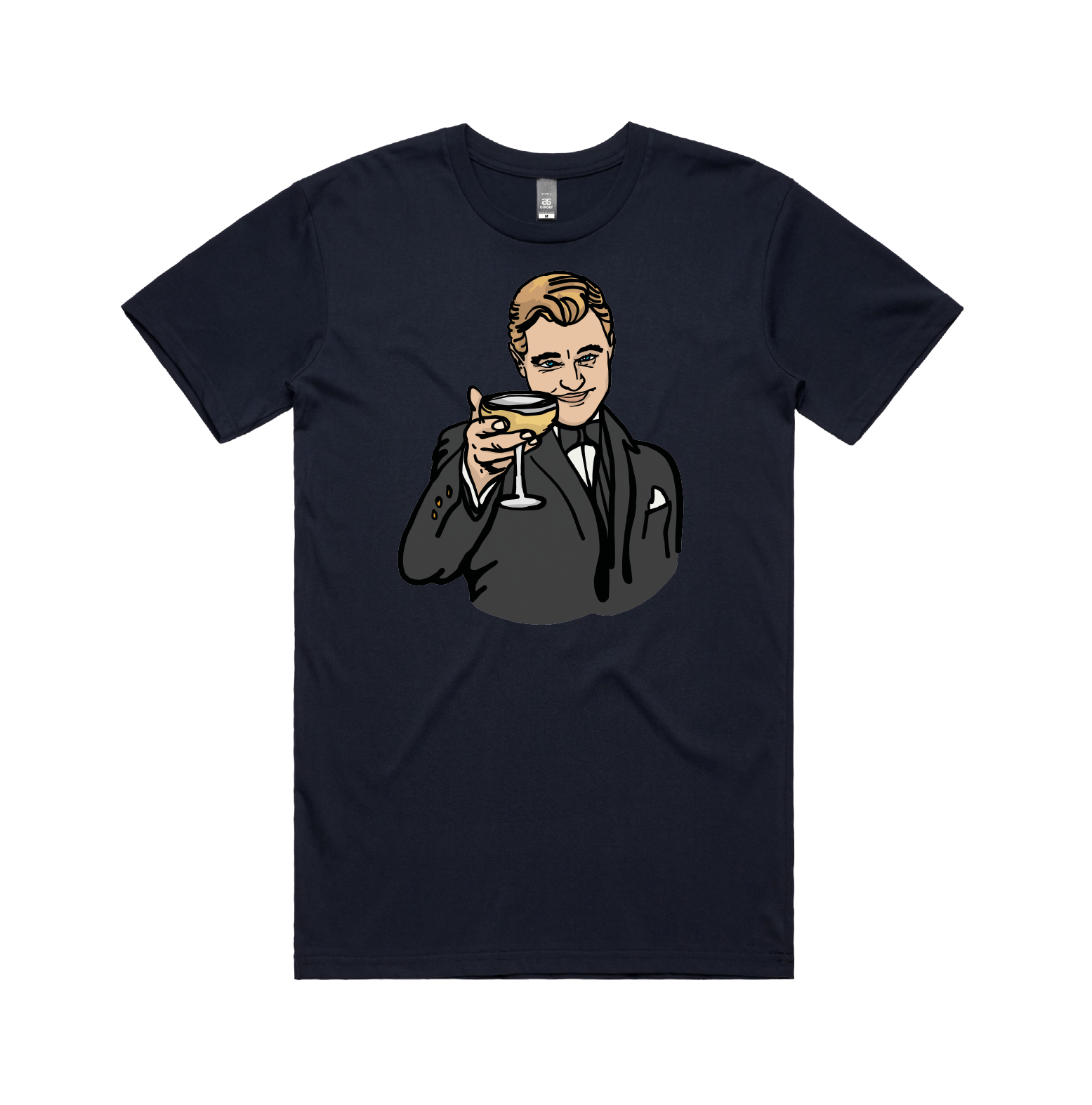 S / Navy / Large Front Design DiCaprio Gatsby Cheers 🍸 - Men's T Shirt