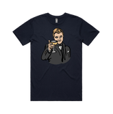S / Navy / Large Front Design DiCaprio Gatsby Cheers 🍸 - Men's T Shirt