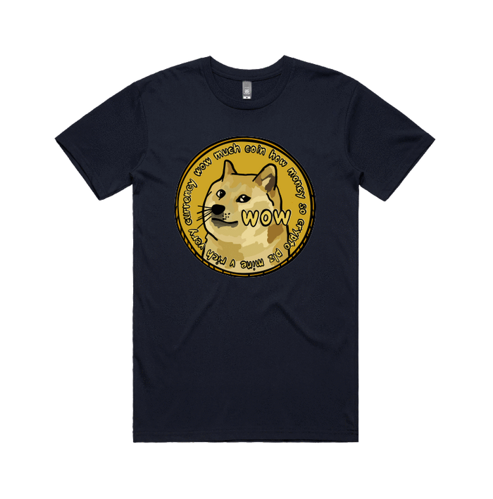 S / Navy / Large Front Design Dogecoin 🚀 - Men's T Shirt