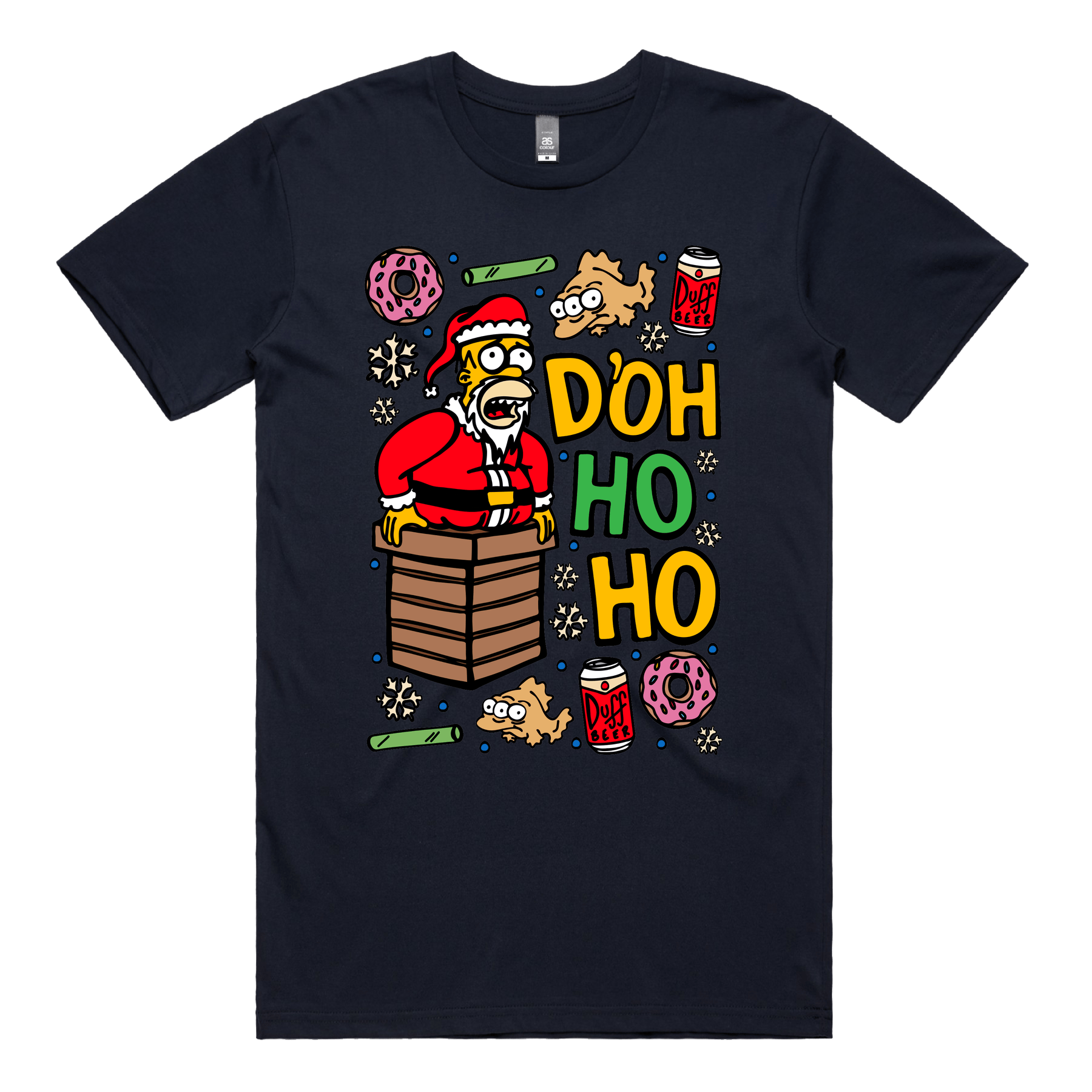 S / Navy / Large Front Design Doh Ho Ho 🎅🍩 – Men's T Shirt