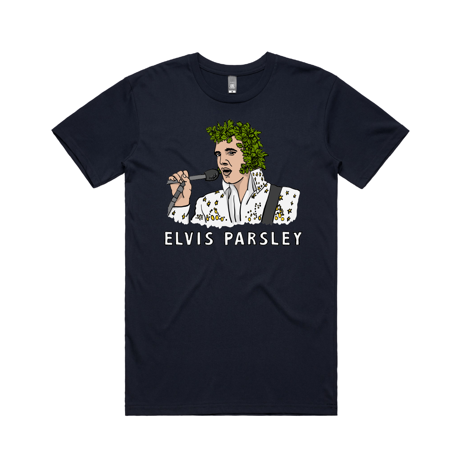 S / Navy / Large Front Design Elvis Parsley 🌿 - Men's T Shirt
