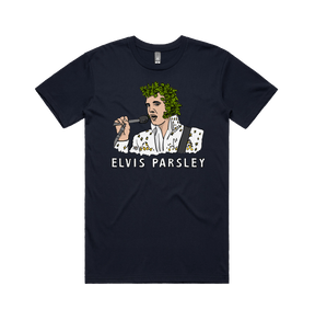 S / Navy / Large Front Design Elvis Parsley 🌿 - Men's T Shirt