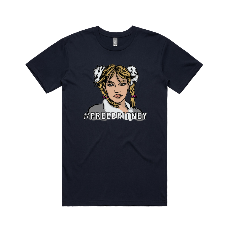 S / Navy / Large Front Design Free Britney 🎤 - Men's T Shirt