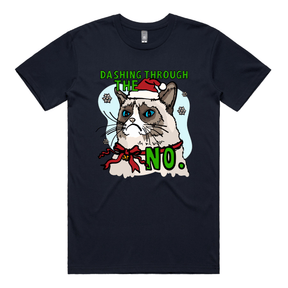 S / Navy / Large Front Design Grumpy Cat Christmas 😾🎄 - Men's T Shirt