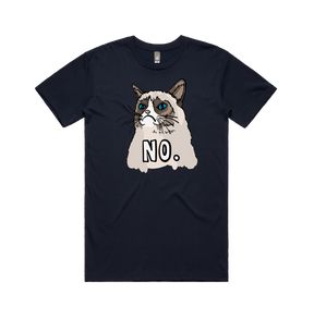 S / Navy / Large Front Design Grumpy Cat! 😾 - Men's T Shirt