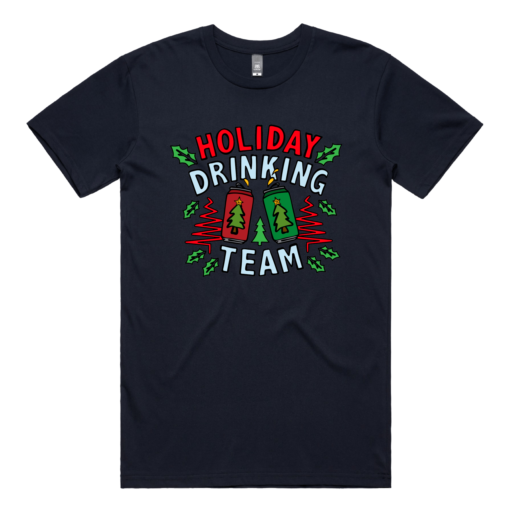 S / Navy / Large Front Design Holiday Drinking Team 🍻🎄 – Men's T Shirt