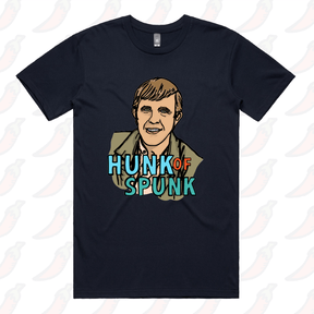 S / Navy / Large Front Design Hunk Of Spunk 👱- Men's T Shirt