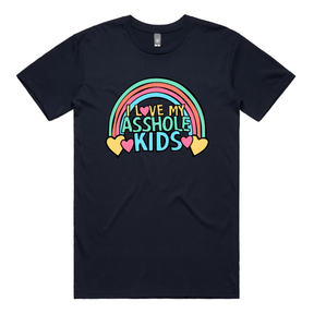 S / Navy / Large Front Design I Love My A$$hole Kids ❤️💢 - Men's T Shirt