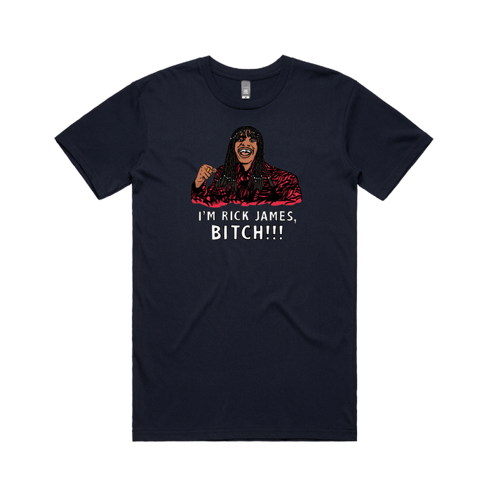 S / Navy / Large Front Design I'm Rick James ✋🏾 - Men's T Shirt