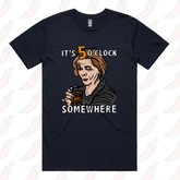 S / Navy / Large Front Design It's 5 o'clock Somewhere ⌚ - Men's T Shirt