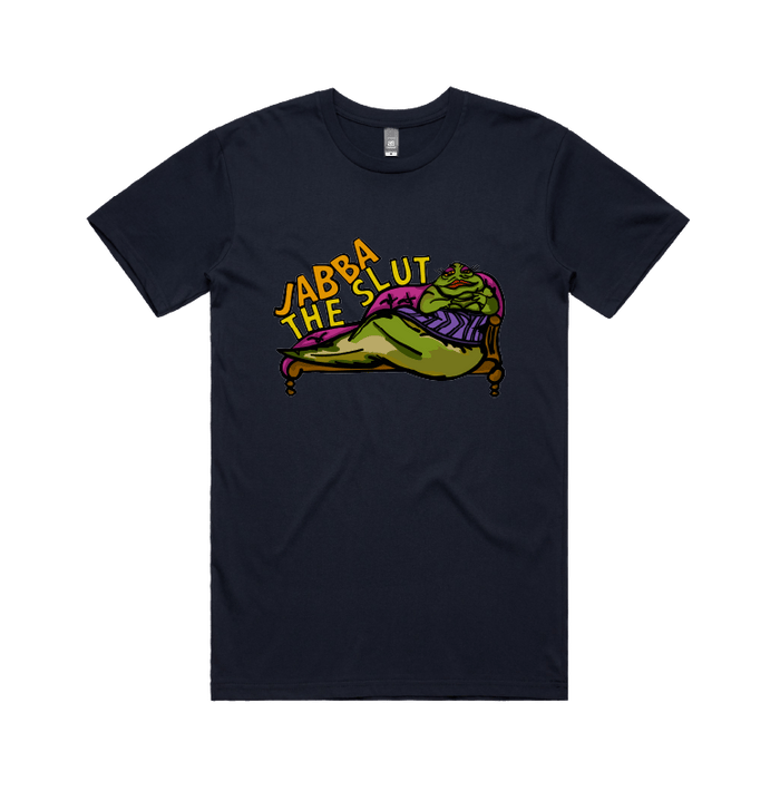S / Navy / Large Front Design Jabba The Slut ⛓️ - Men's T Shirt