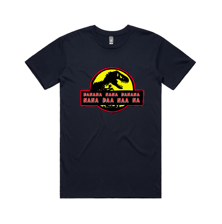 S / Navy / Large Front Design Jurassic Park Theme 🦕 - Men's T Shirt