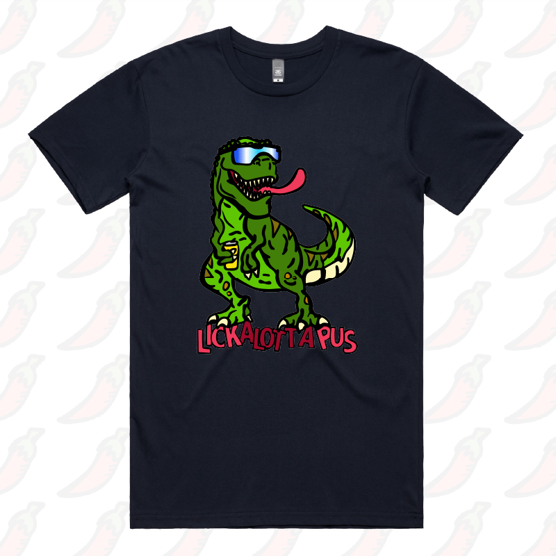 S / Navy / Large Front Design Lickalottapus 🦖👅- Men's T Shirt