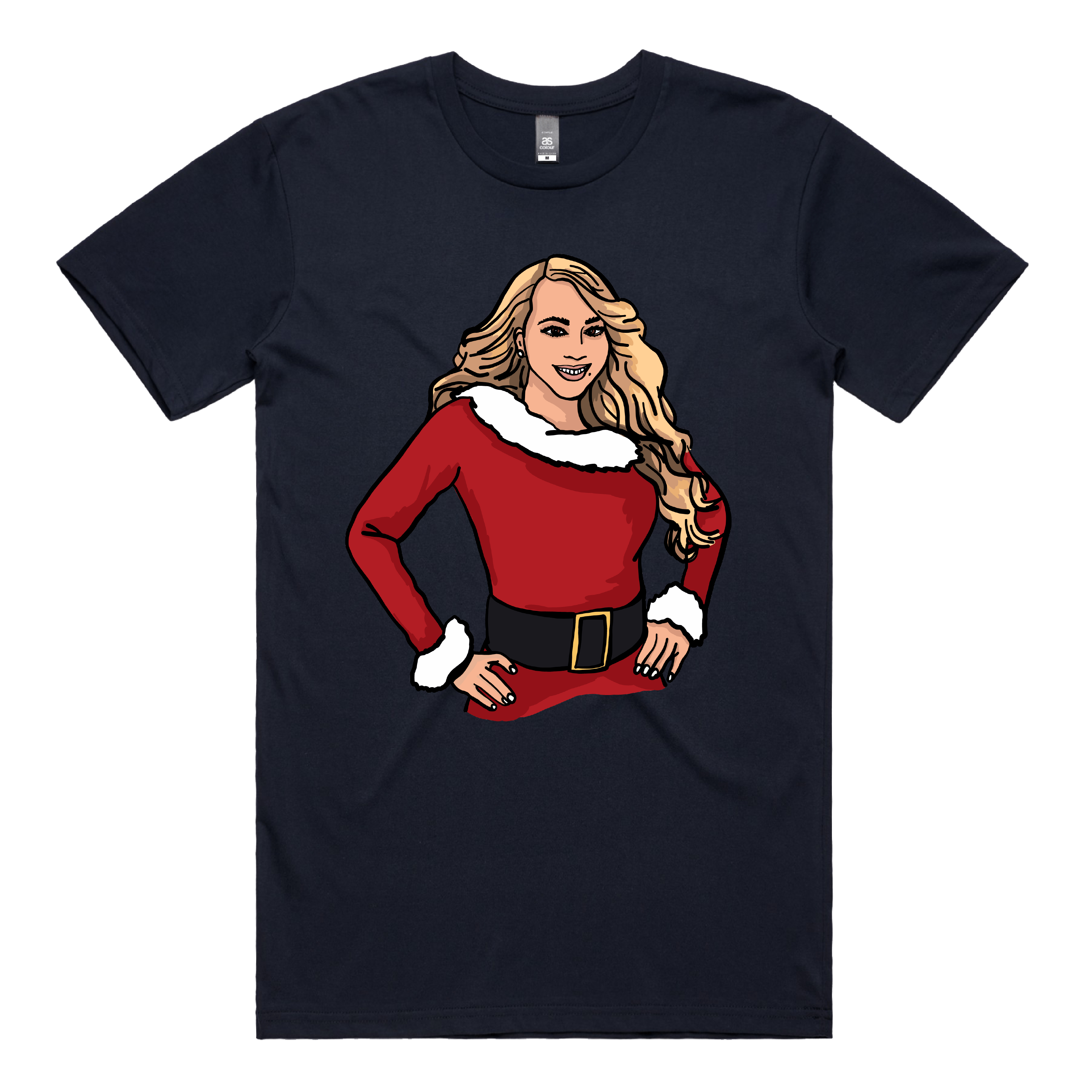 S / Navy / Large Front Design Mariah Christmas 🎁 - Men's T Shirt