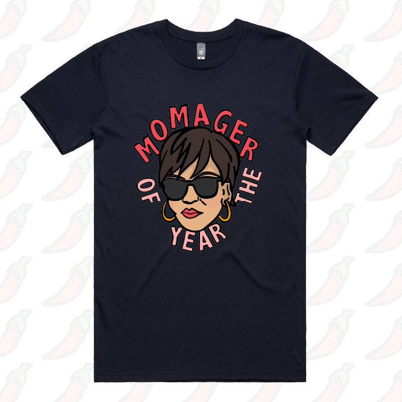S / Navy / Large Front Design Momager 🕶️ - Men's T Shirt