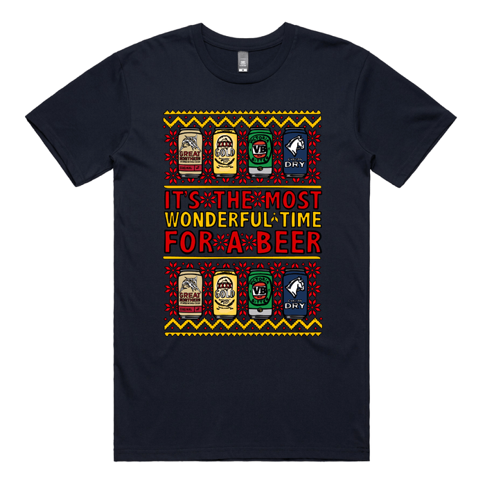 S / Navy / Large Front Design Most Wonderful Time For A Beer 🎁🍻 – Men's T Shirt