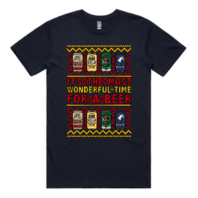 S / Navy / Large Front Design Most Wonderful Time For A Beer 🎁🍻 – Men's T Shirt