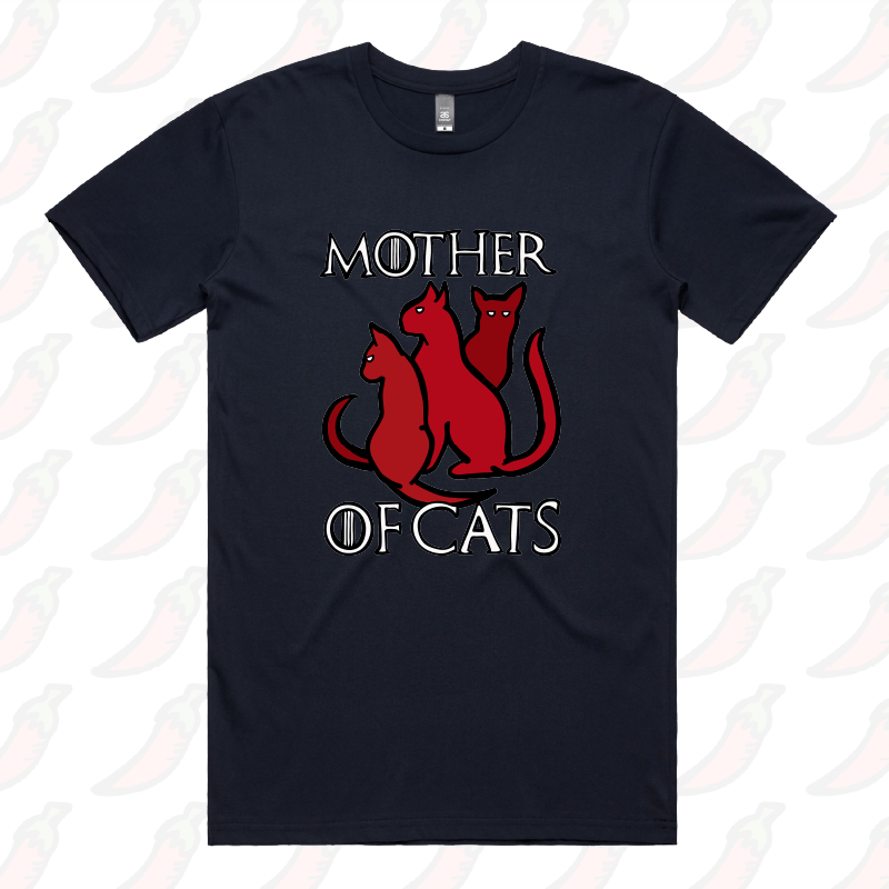 S / Navy / Large Front Design Mother of Cats 🐈 - Men's T Shirt
