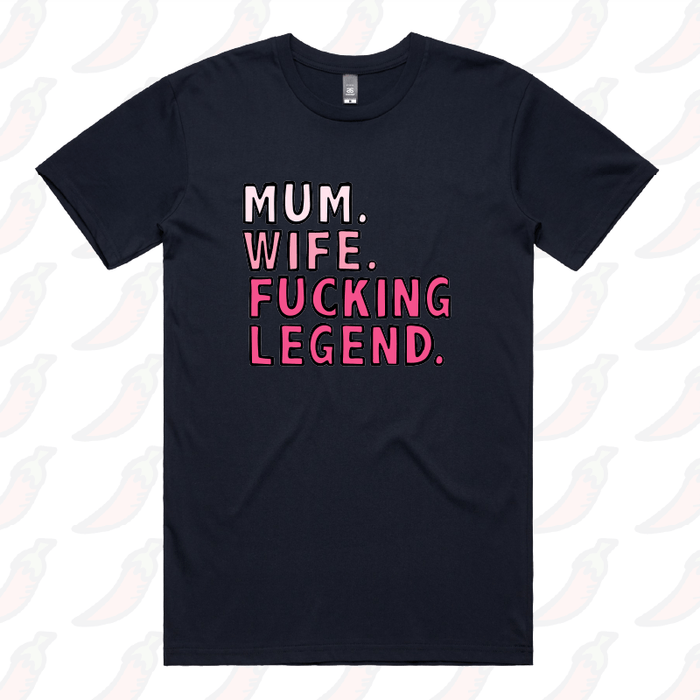 S / Navy / Large Front Design Mum. Wife. Legend 🏅 - Men's T Shirt