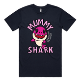 S / Navy / Large Front Design Mummy Shark 🦈 - Men's T Shirt