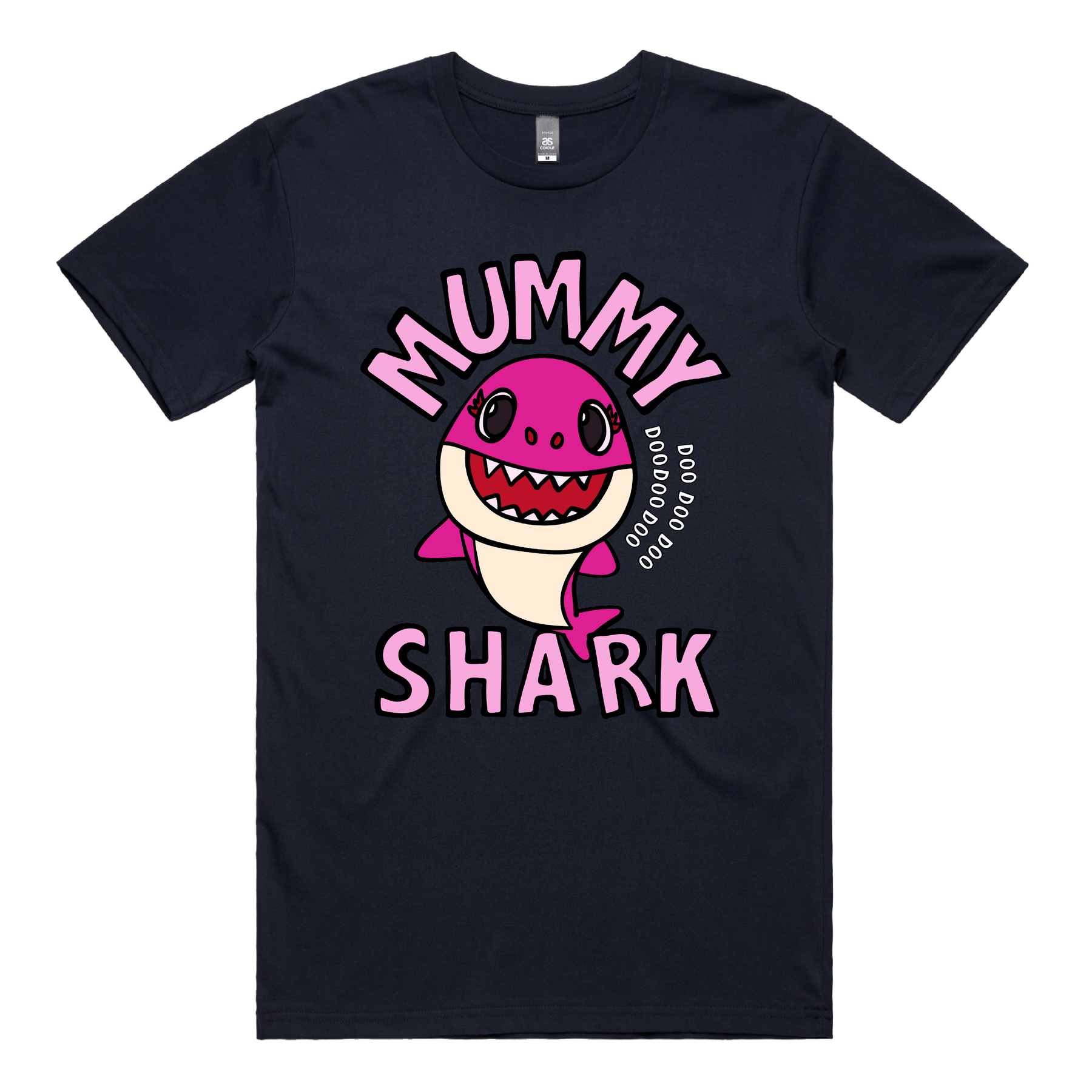 S / Navy / Large Front Design Mummy Shark 🦈 - Men's T Shirt