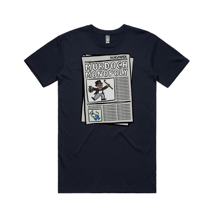 S / Navy / Large Front Design Murdoch Monopoly 📰 - Men's T Shirt
