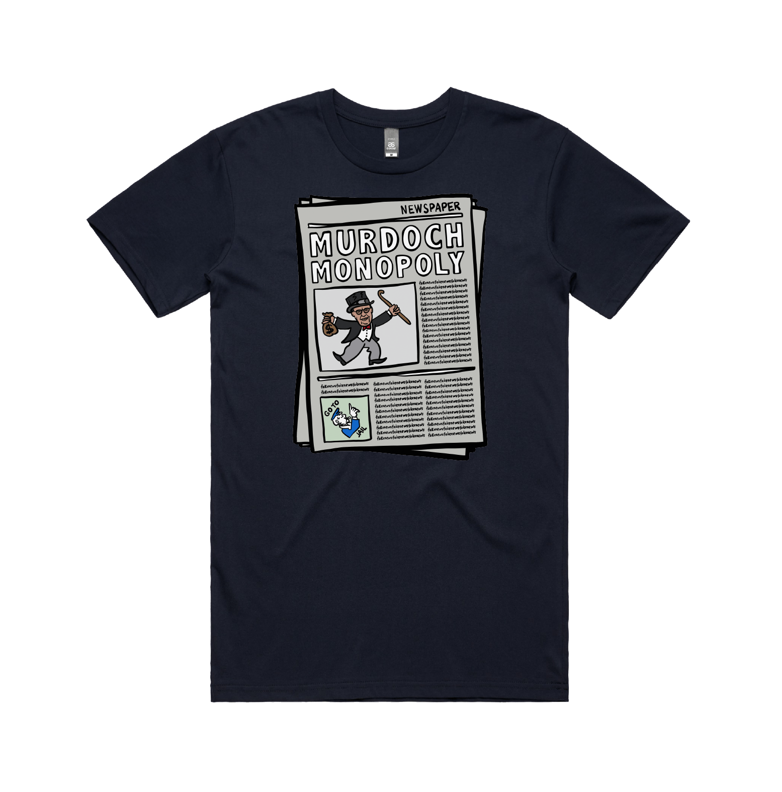 S / Navy / Large Front Design Murdoch Monopoly 📰 - Men's T Shirt