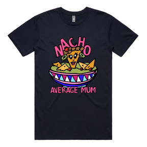 S / Navy / Large Front Design Nacho Average Mum 😉 – Men's T Shirt