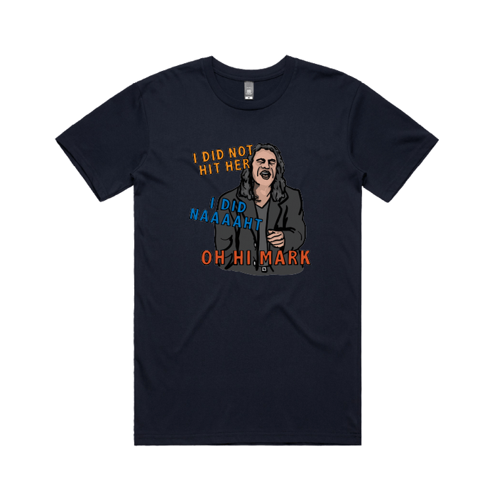 S / Navy / Large Front Design Oh Hi Mark 👋🏻 - Men's T Shirt