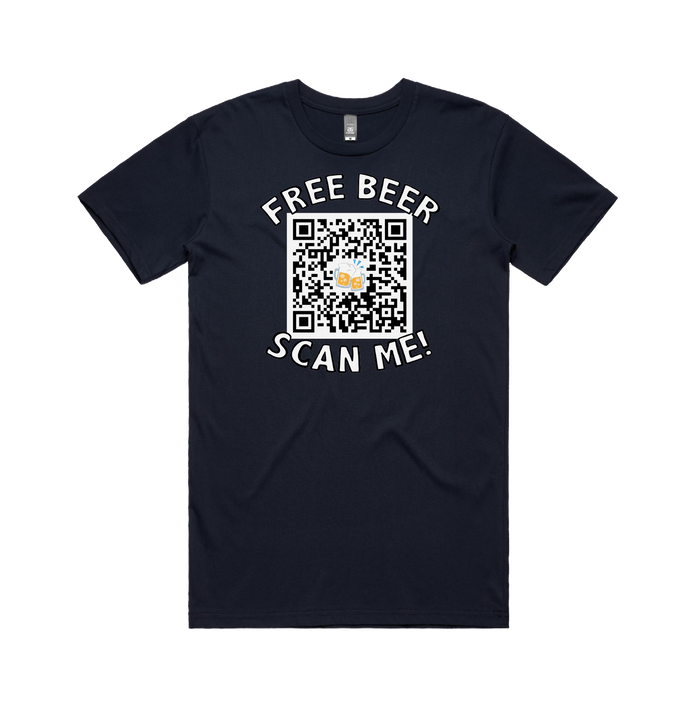 S / Navy / Large Front Design Rick Roll QR Prank 🎵 - Men's T Shirt