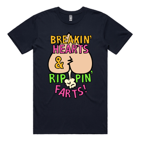 S / Navy / Large Front Design Rippin Farts 💔💨 - Men's T Shirt