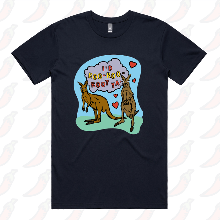 S / Navy / Large Front Design Roo Roo Root Ya 🦘 – Men's T Shirt