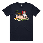 S / Navy / Large Front Design Santa’s Present 🎅🎄- Men's T Shirt
