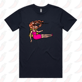 S / Navy / Large Front Design Shrimp on a Barbie 👜 - Men's T Shirt