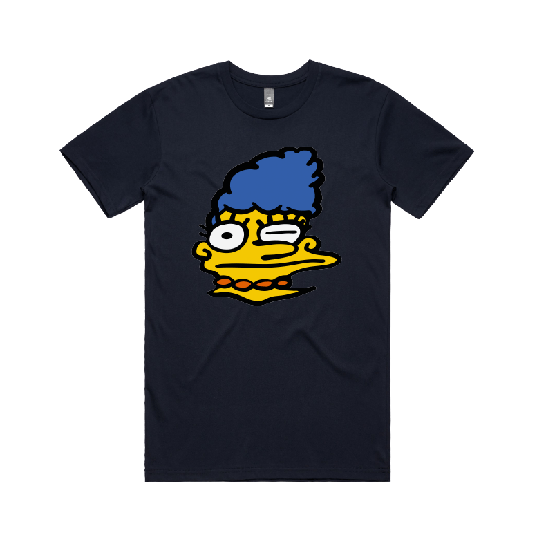 S / Navy / Large Front Design Smeared Marge 👕 - Men's T Shirt