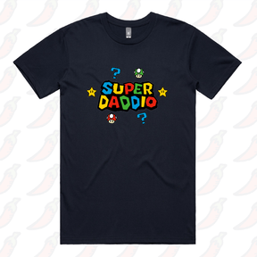 S / Navy / Large Front Design Super Daddio ⭐🍄 – Men's T Shirt