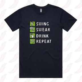 S / Navy / Large Front Design Swing Swear Drink Repeat 🏌 –  Men's T Shirt