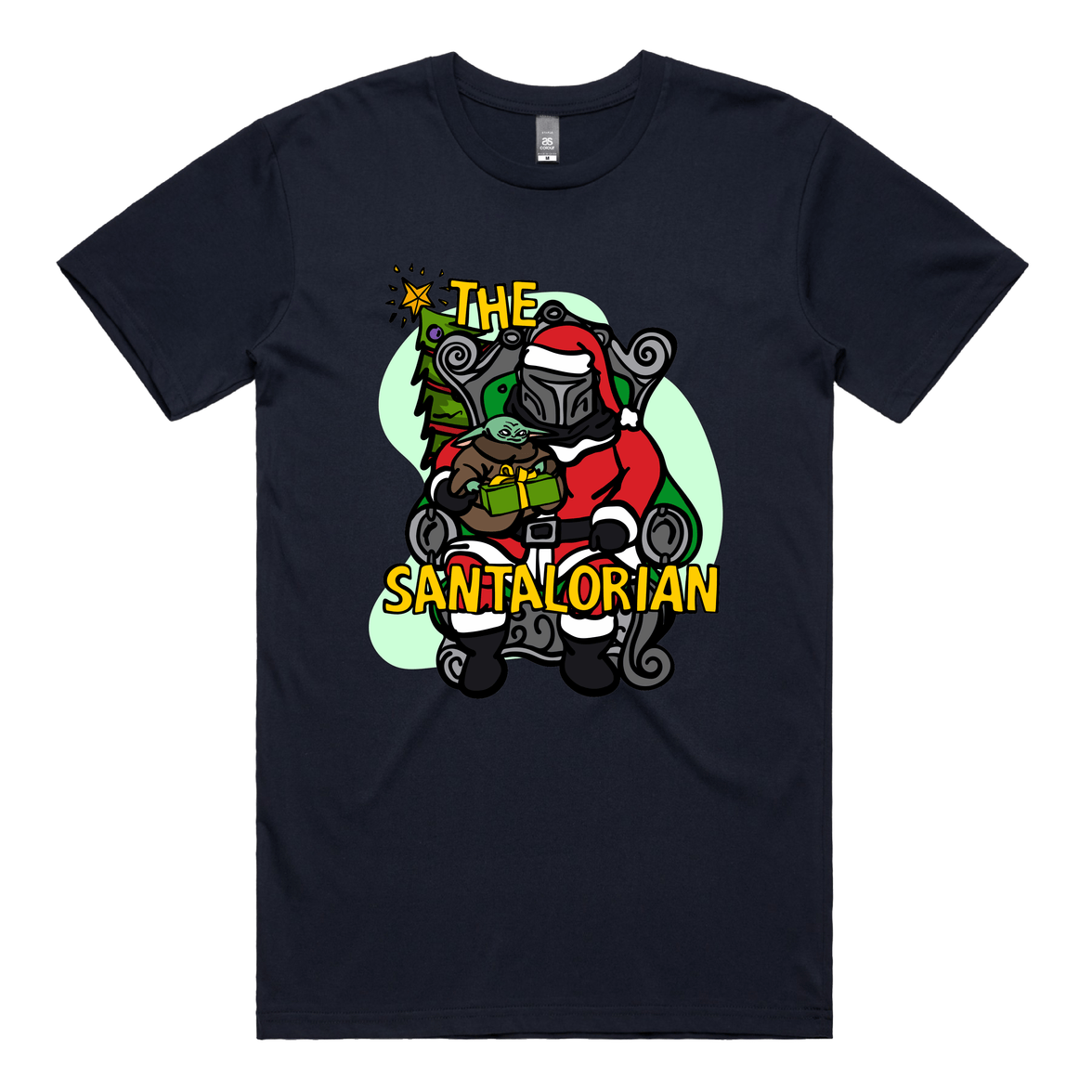 S / Navy / Large Front Design The Santalorian 👽🎅 - Men's T Shirt