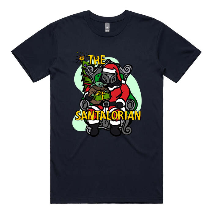 S / Navy / Large Front Design The Santalorian 👽🎅 - Men's T Shirt
