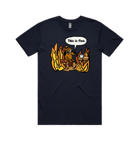S / Navy / Large Front Design This Is Fine 🔥 - Men's T Shirt